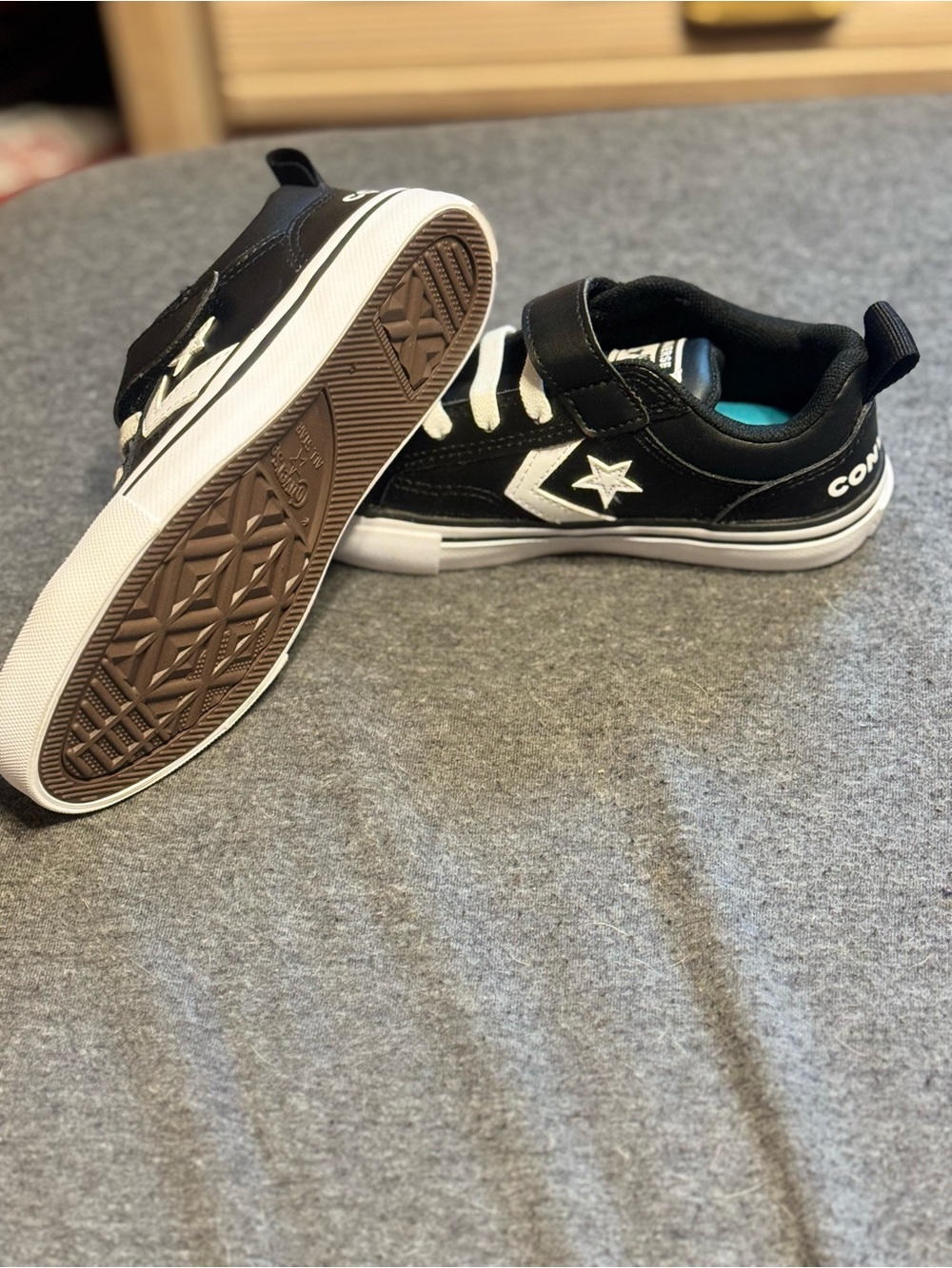 Converse Kids Black & White Low Top Sneakers with Star Logo - Picture 8 of 12